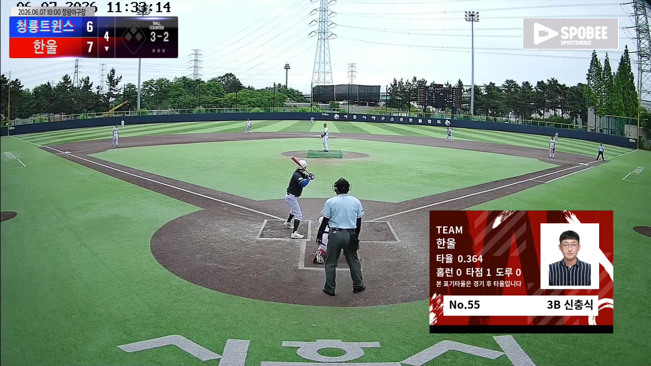 신충식(55번, 한울) 사구 클립 | vs 청룡트윈스 | 6/7 (정왕야구장)