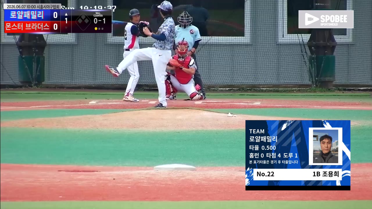 조용희(22번, 로얄패밀리) 볼넷 클립 | vs 몬스터 브라더스 | 6/7 (에코피아야구장)