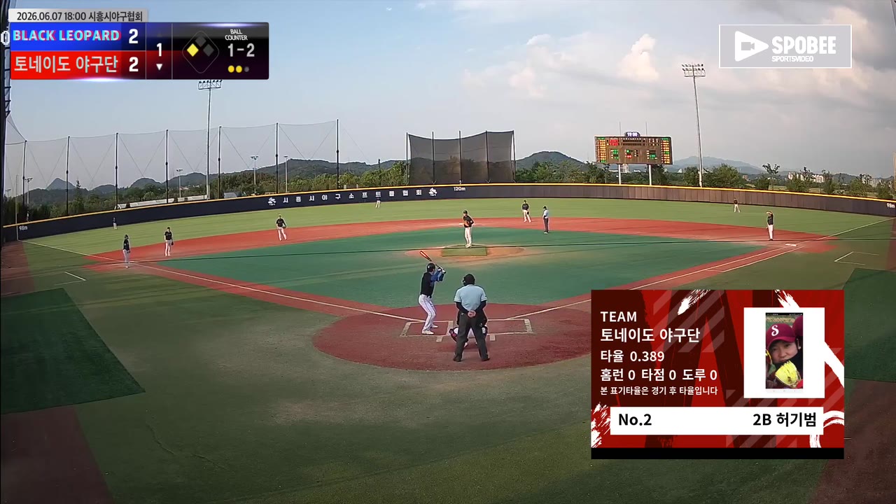 허기범(2번, 토네이도 야구단) 볼넷 클립 | vs BLACK LEOPARD | 6/7 (에코피아야구장)