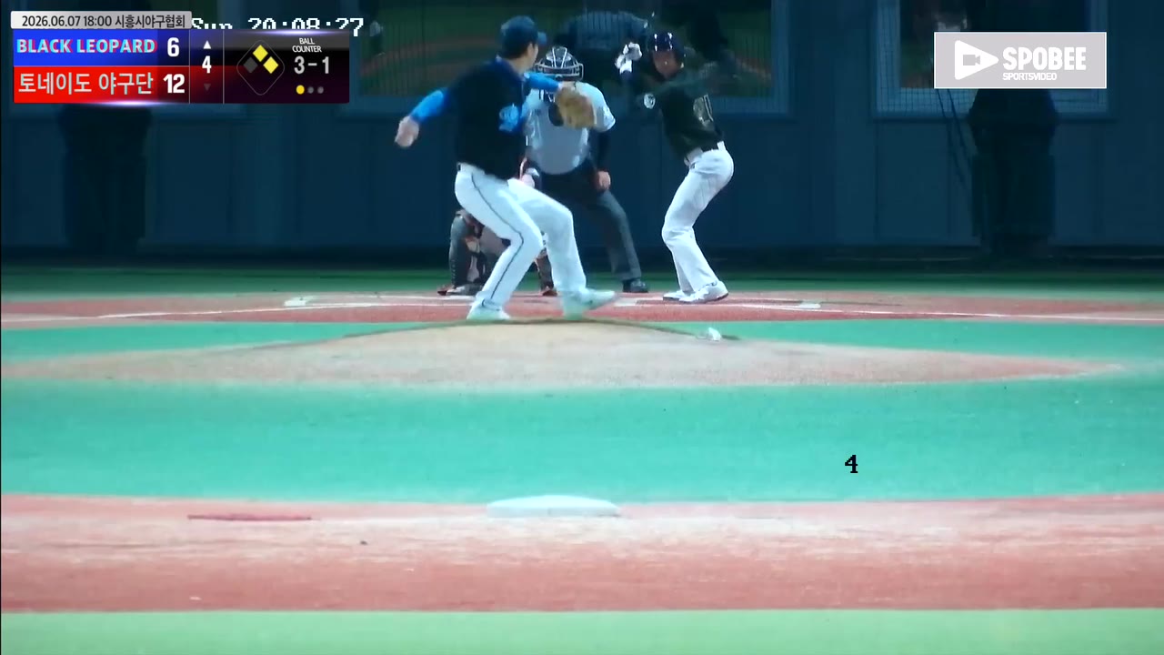 우현준(24번, BLACK LEOPARD) 볼넷 클립 | vs 토네이도 야구단 | 6/7 (에코피아야구장)