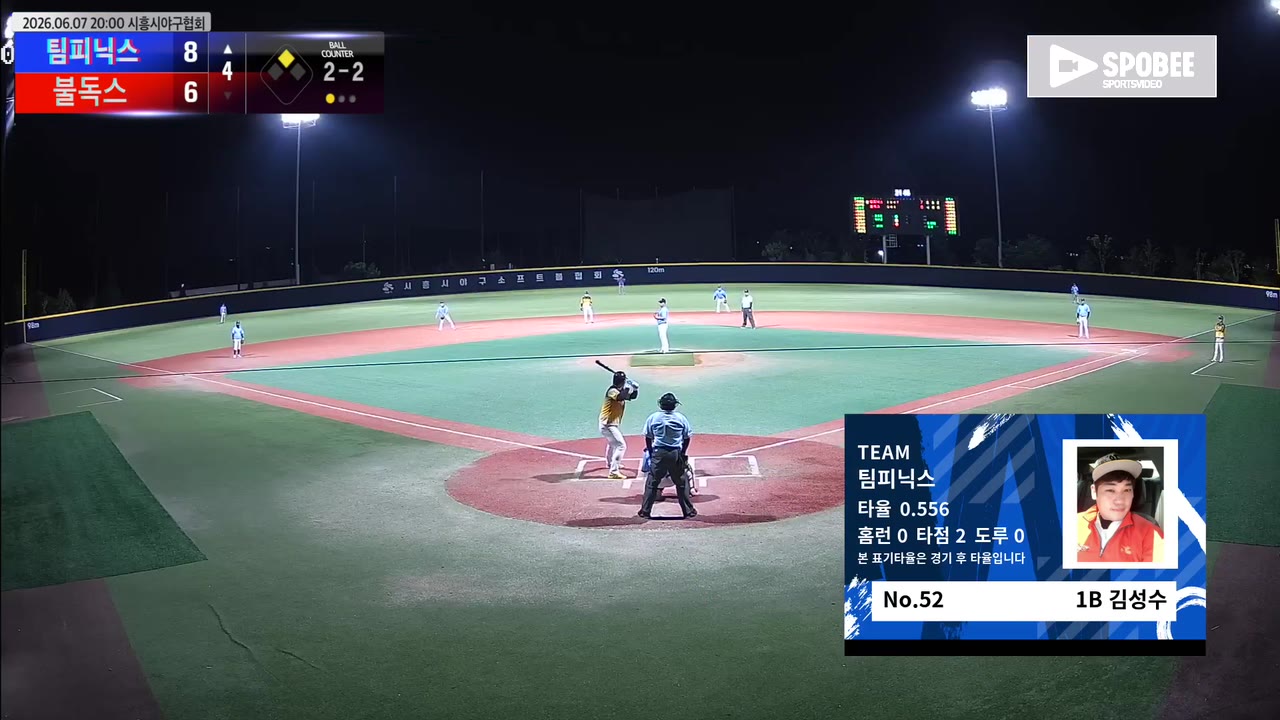 김성수(52번, 팀피닉스) 2루타 클립 | vs 불독스 | 6/7 (에코피아야구장)