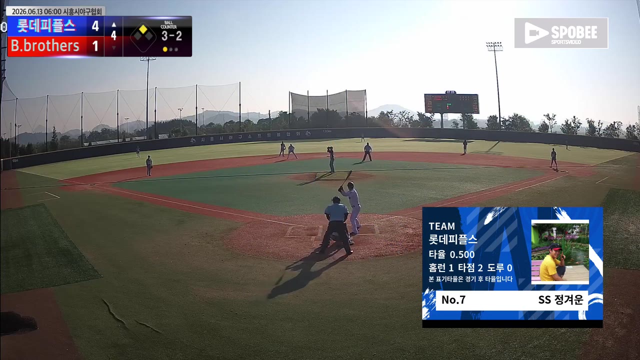 정겨운(7번, 롯데피플스) 볼넷 클립 | vs B.brothers | 6/13 (에코피아야구장)