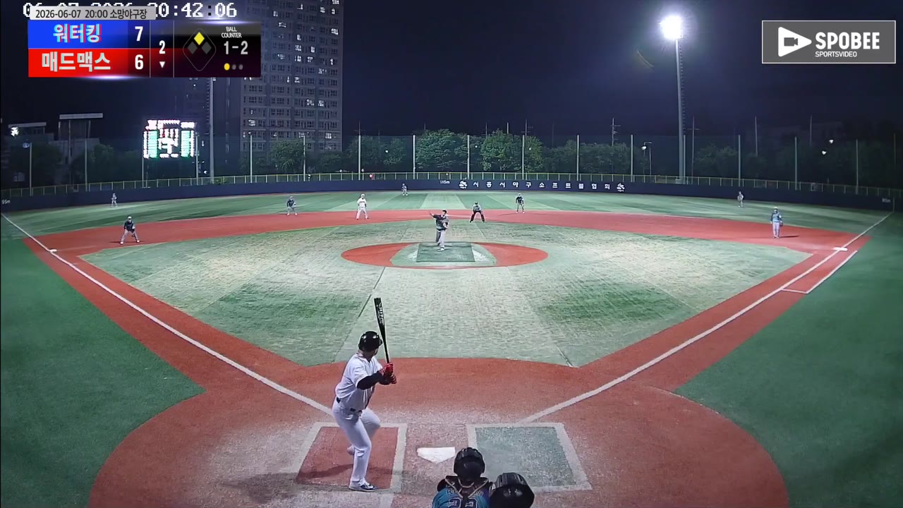 조정호(4번, 매드맥스) 1루타 클립 | vs 워터킹 | 6/7 (소망야구장)