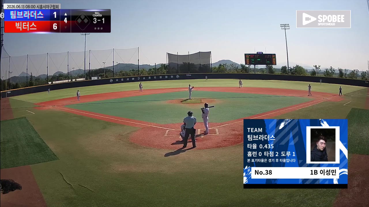 이성민(38번, 팀브라더스) 볼넷 클립 | vs 빅터스 | 6/13 (에코피아야구장)