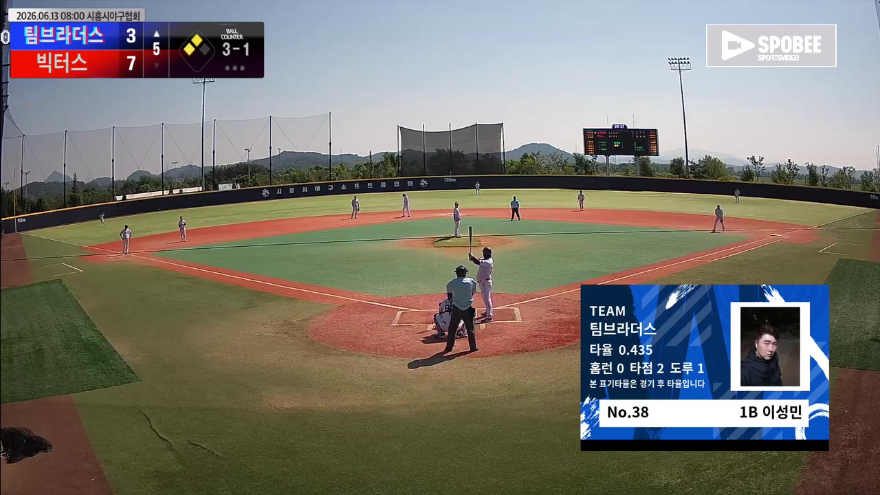 이성민(38번, 팀브라더스) 볼넷 클립 | vs 빅터스 | 6/13 (에코피아야구장)