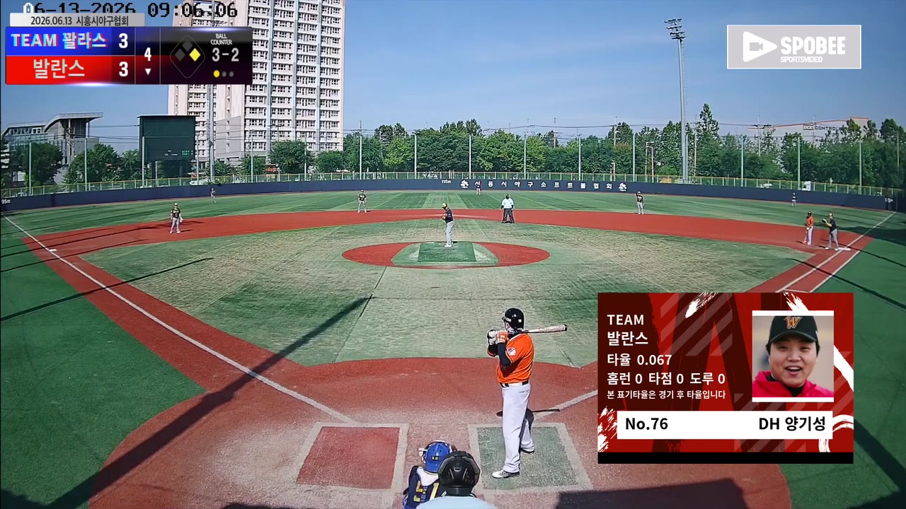 양기성(76번, 발란스) 실책 클립 | vs TEAM 꽐라스 | 6/13 (소망야구장)
