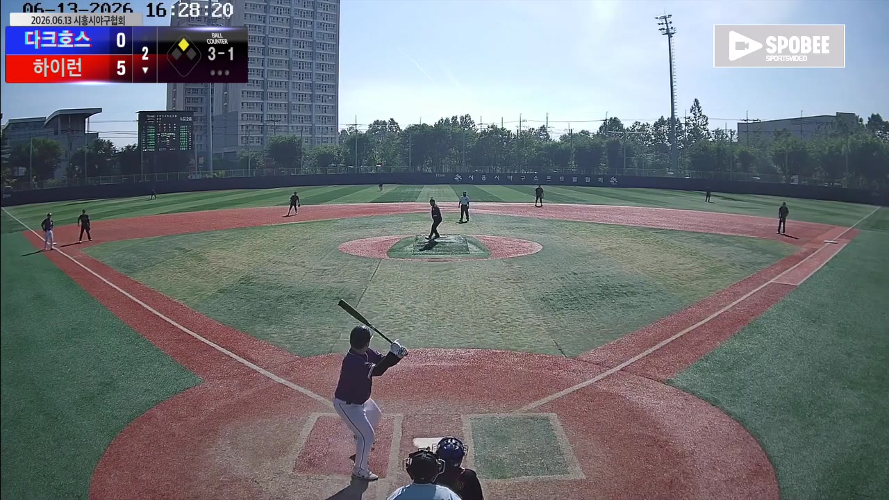 오민호(28번, 하이런) 볼넷 클립 | vs 다크호스 | 6/13 (소망야구장)