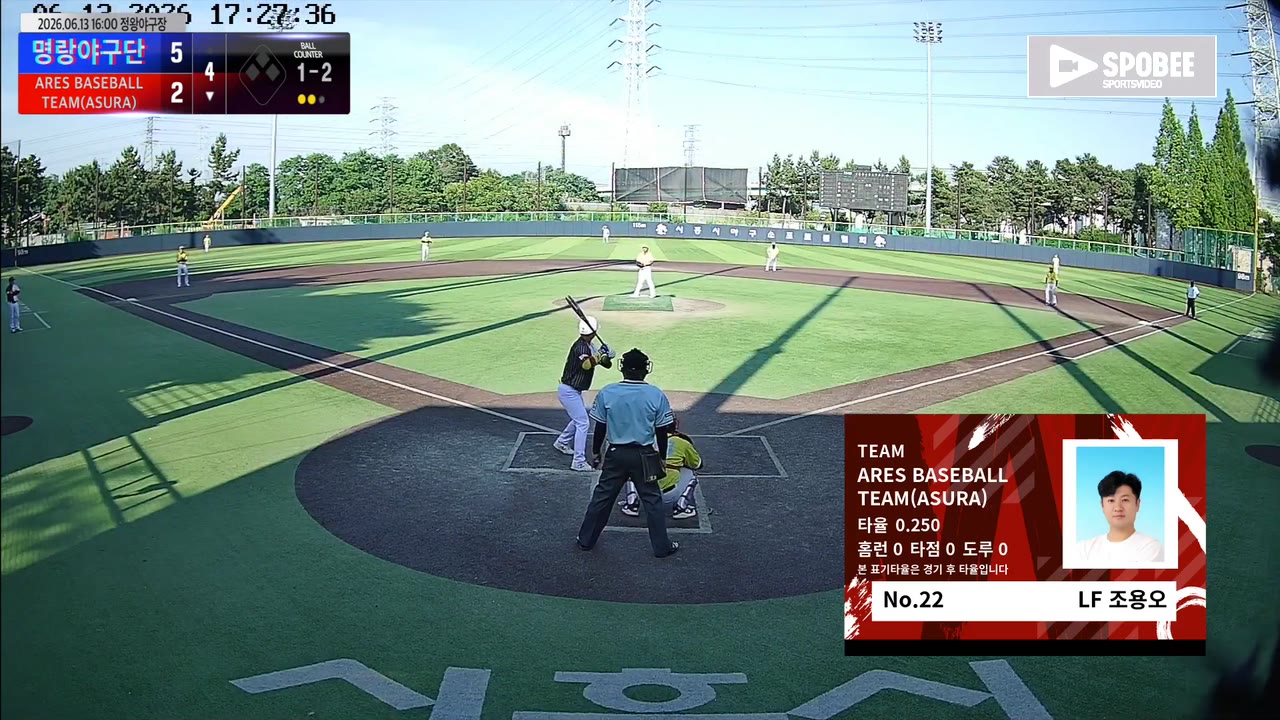 조용오(22번, ARES BASEBALL TEAM(ASURA)) 실책 클립 | vs 명랑야구단 | 6/13 (정왕야구장)