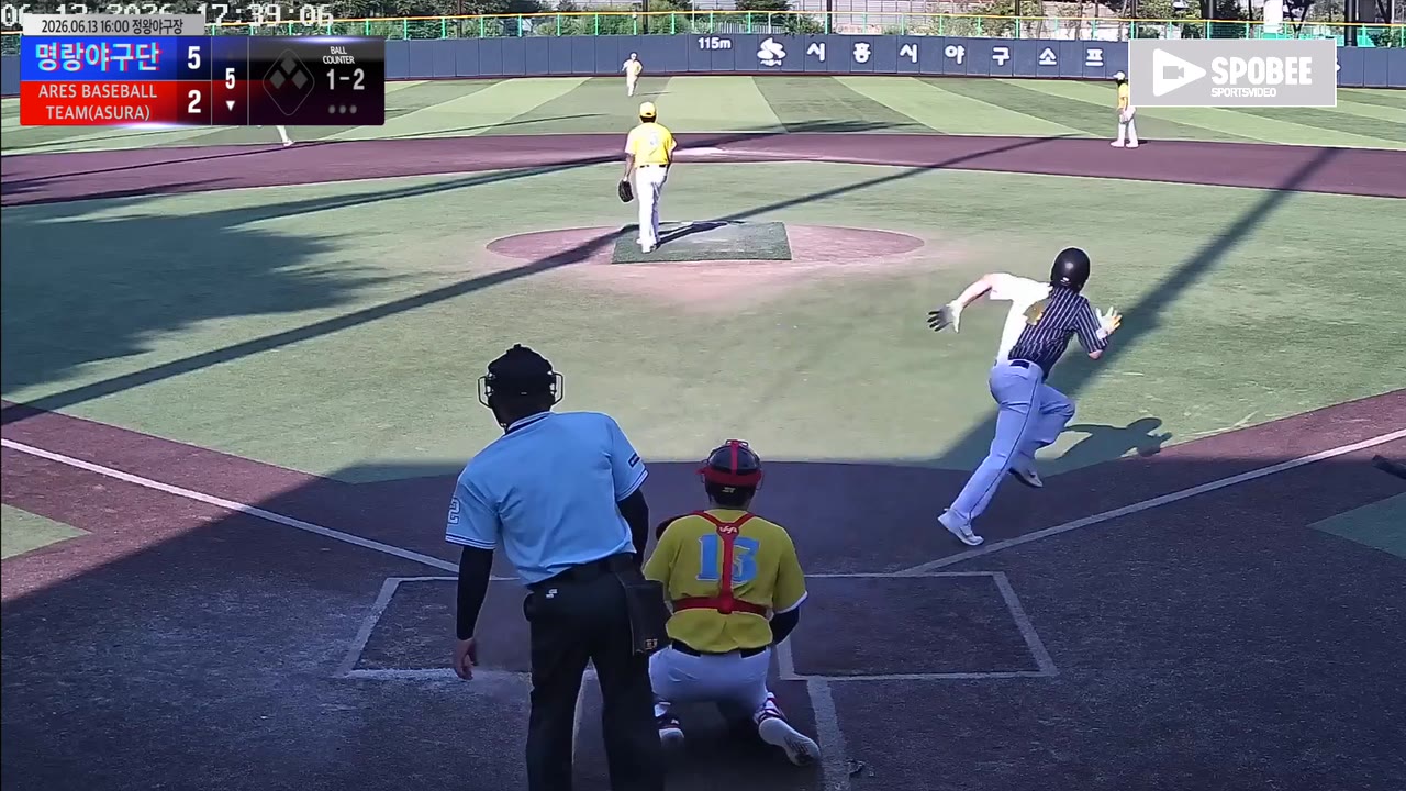 장대한(4번, ARES BASEBALL TEAM(ASURA)) 1루타 클립 | vs 명랑야구단 | 6/13 (정왕야구장)