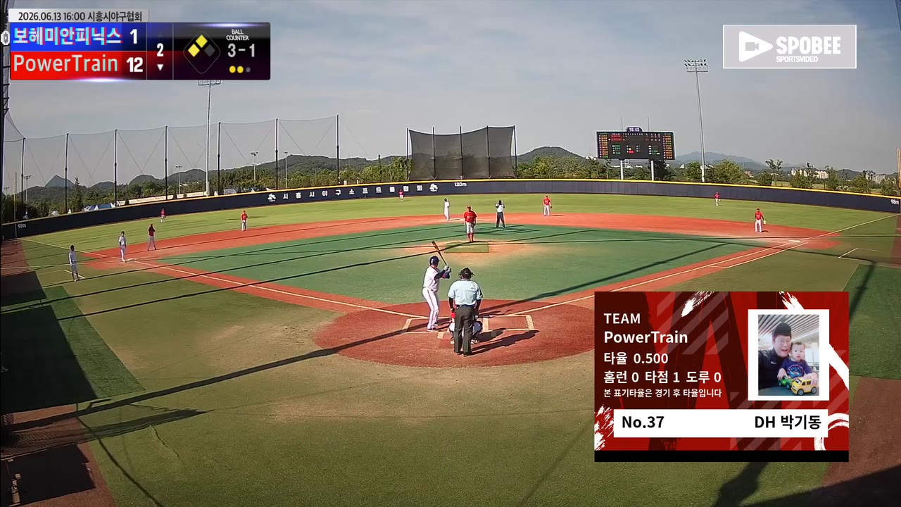박기동(37번, PowerTrain) 사구 클립 | vs 보헤미안피닉스 | 6/13 (에코피아야구장)