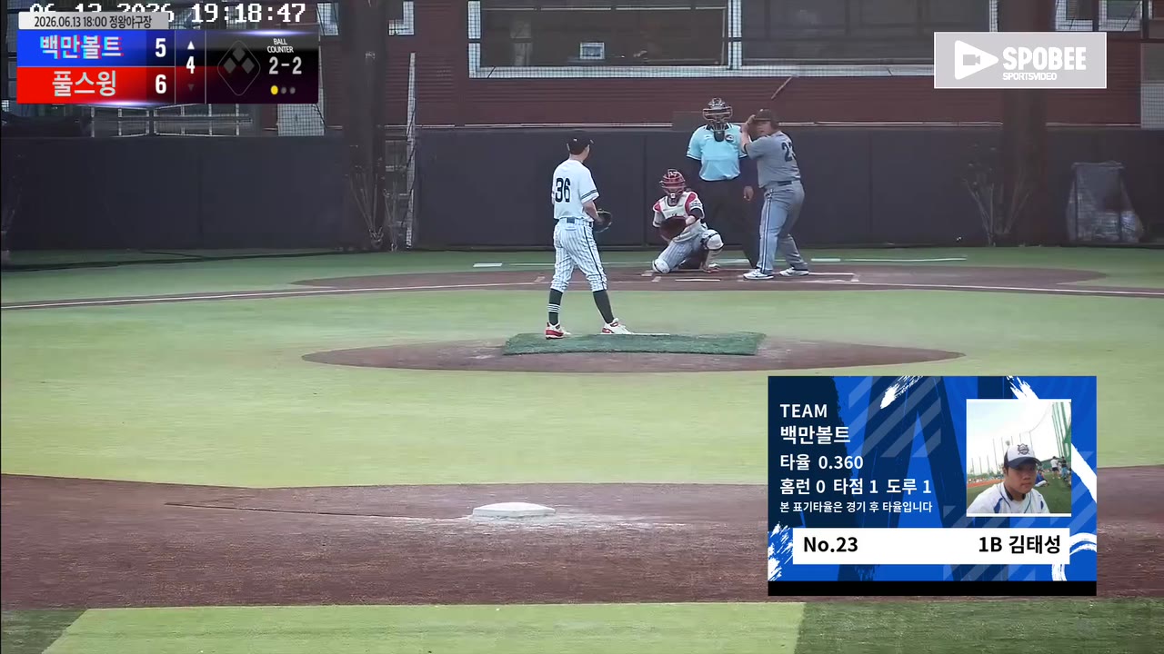 김태성(23번, 백만볼트) 땅볼 클립 | vs 풀스윙 | 6/13 (정왕야구장)