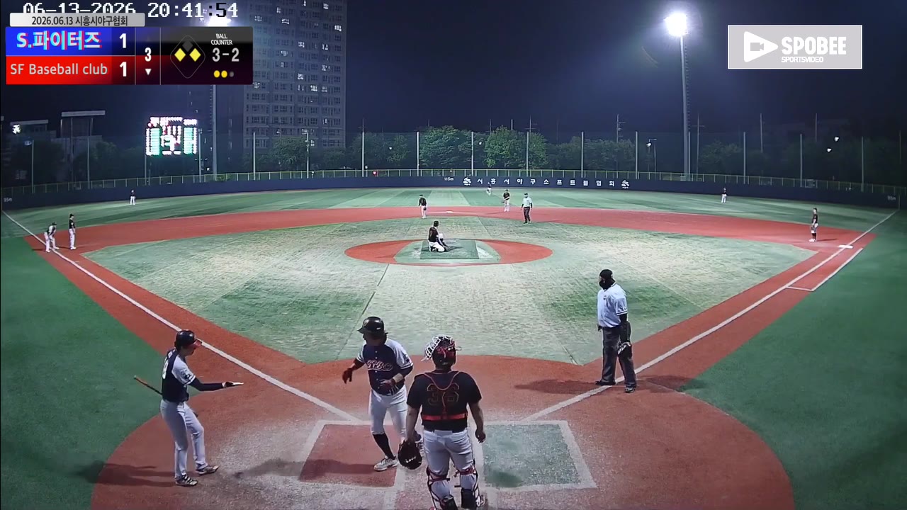 황윤성(18번, SF Baseball club) 볼넷 클립 | vs S.파이터즈 | 6/13 (소망야구장)