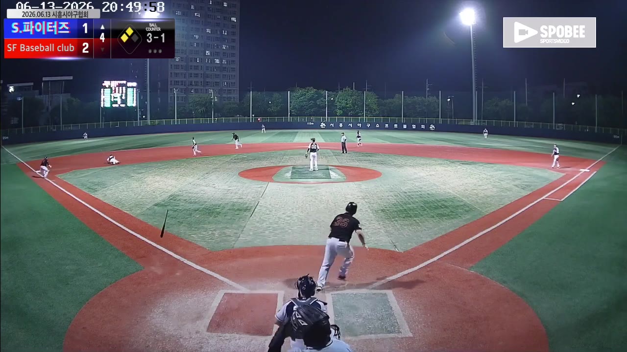 정용호(36번, S.파이터즈) 1루타 클립 | vs SF Baseball club | 6/13 (소망야구장)