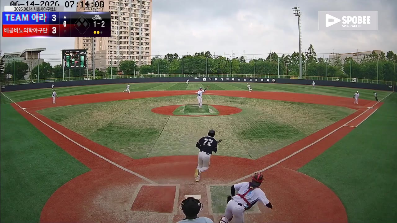 한훈희(72번, TEAM 아라) 1루타 클립 | vs 배곧비뇨의학야구단 | 6/14 (소망야구장)