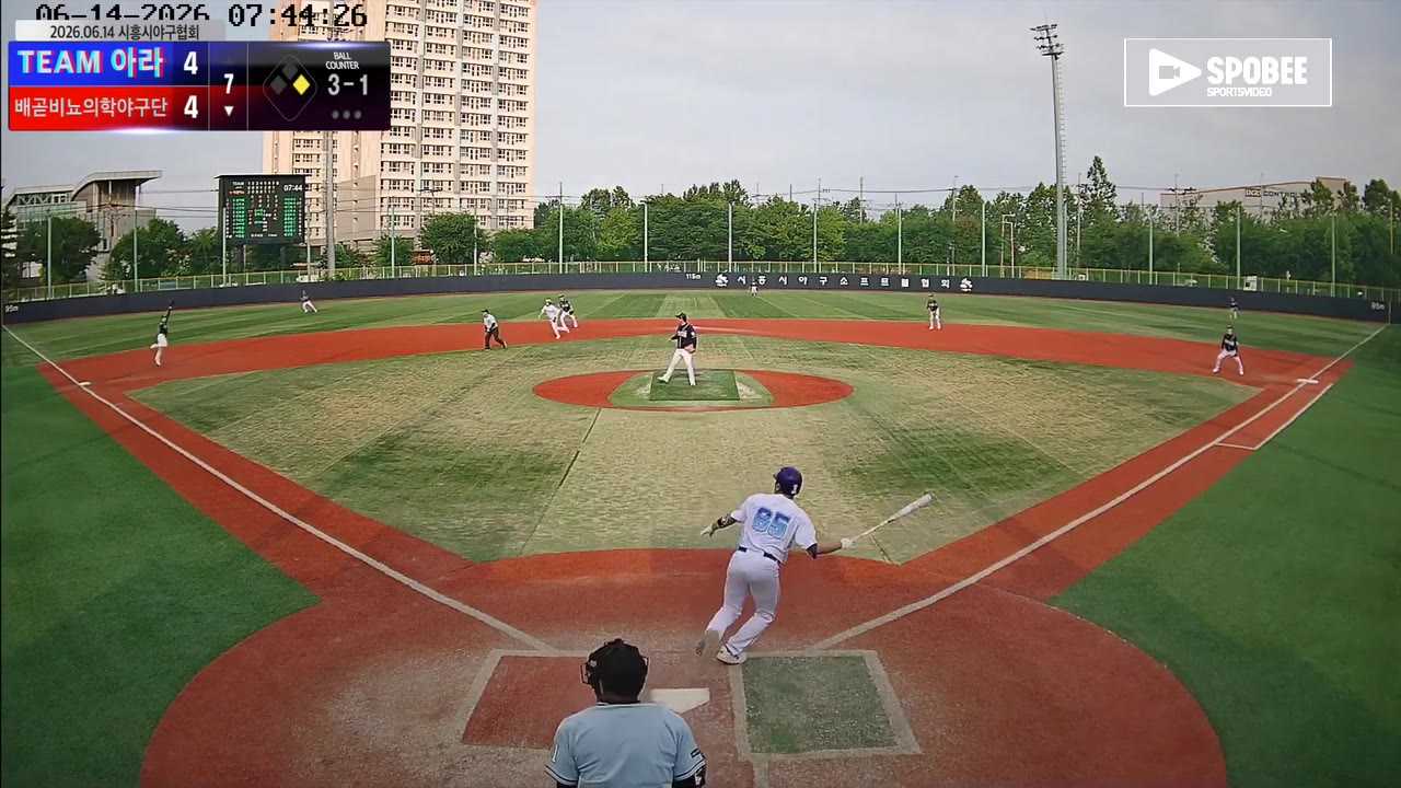 이건희(65번, 배곧비뇨의학야구단) 1루타 클립 | vs TEAM 아라 | 6/14 (소망야구장)