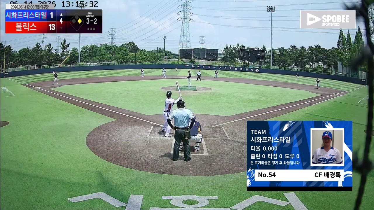 배경록(54번, 시화프리스타일) 볼넷 클립 | vs 볼릭스 | 6/14 (정왕야구장)