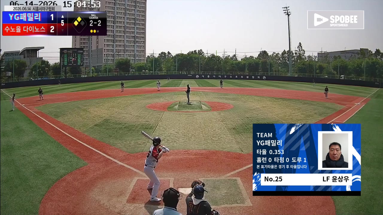 윤상우(25번, YG패밀리) 삼진 클립 | vs 수노을 다이노스 | 6/14 (소망야구장)