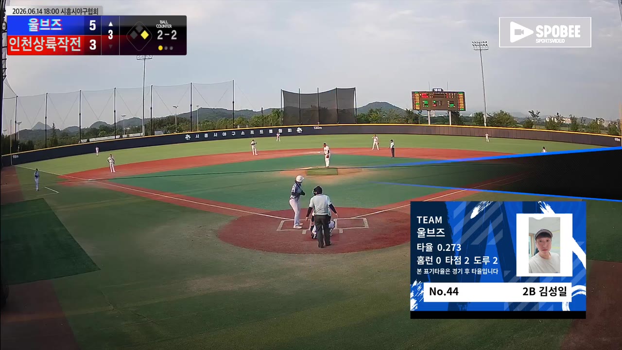 김성일(44번, 울브즈) 1루타 클립 | vs 인천상륙작전 | 6/14 (에코피아야구장)