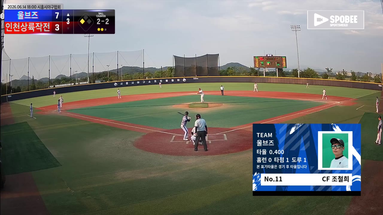 조철희(11번, 울브즈) 홈런 클립 | vs 인천상륙작전 | 6/14 (에코피아야구장)