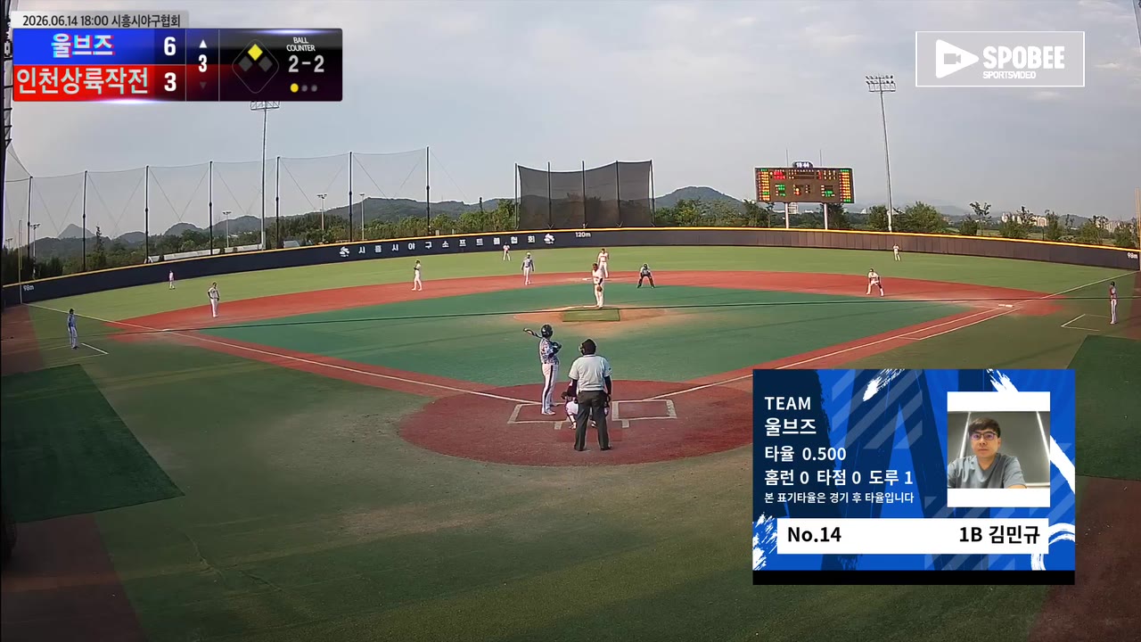 김민규(14번, 울브즈) 1루타 클립 | vs 인천상륙작전 | 6/14 (에코피아야구장)