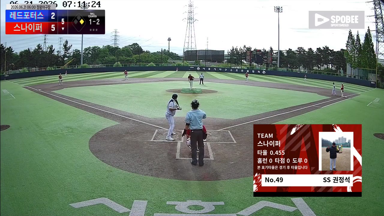 권정석(49번, 스나이퍼) 3루타 클립 | vs 레드포터스 | 6/21 (정왕야구장)