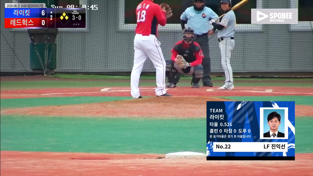 진익선(22번, 라이킷) 3루타 클립 | vs 레드헉스 | 6/21 (에코피아야구장)