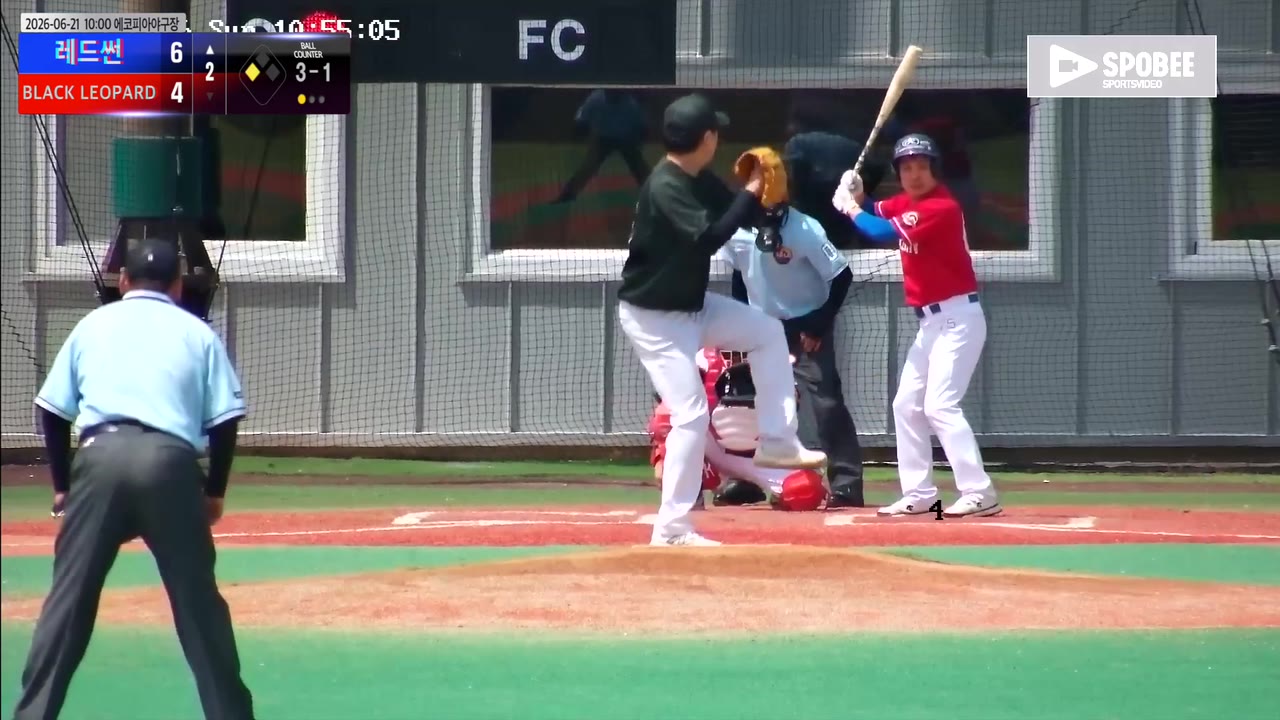 김상기(66번, 레드썬) 볼넷 클립 | vs BLACK LEOPARD | 6/21 (에코피아야구장)