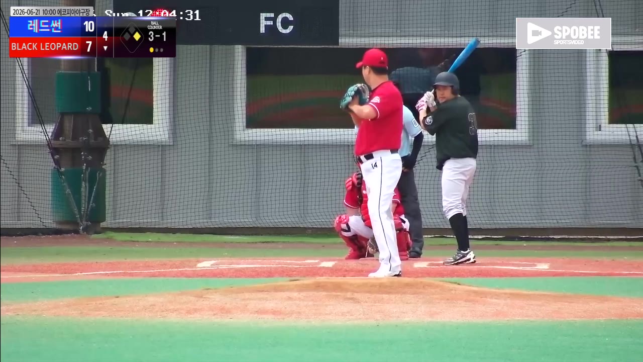 한종훈(34번, BLACK LEOPARD) 사구 클립 | vs 레드썬 | 6/21 (에코피아야구장)
