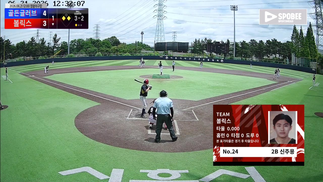 신주용(24번, 볼릭스) 사구 클립 | vs 골든글러브 | 6/21 (정왕야구장)