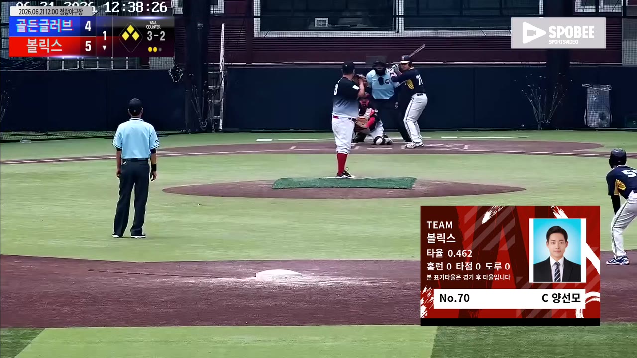 양선모(70번, 볼릭스) 볼넷 클립 | vs 골든글러브 | 6/21 (정왕야구장)
