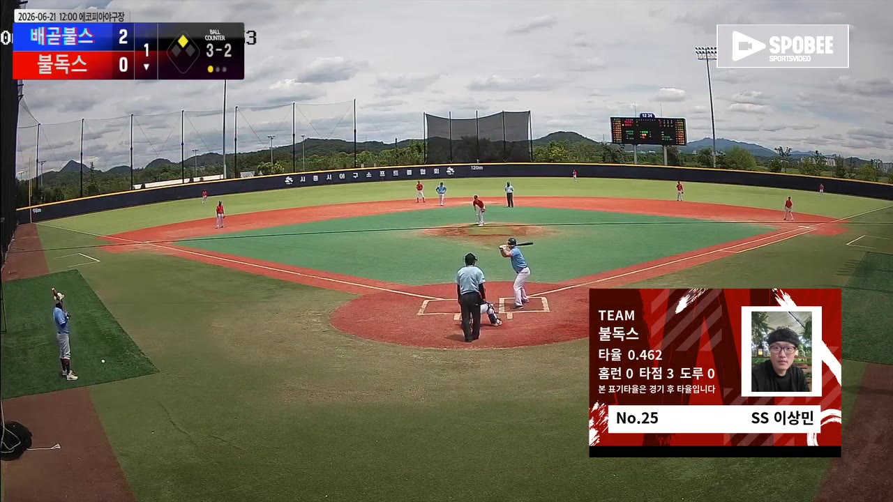 이상민(25번, 불독스) 볼넷 클립 | vs 배곧불스 | 6/21 (에코피아야구장)