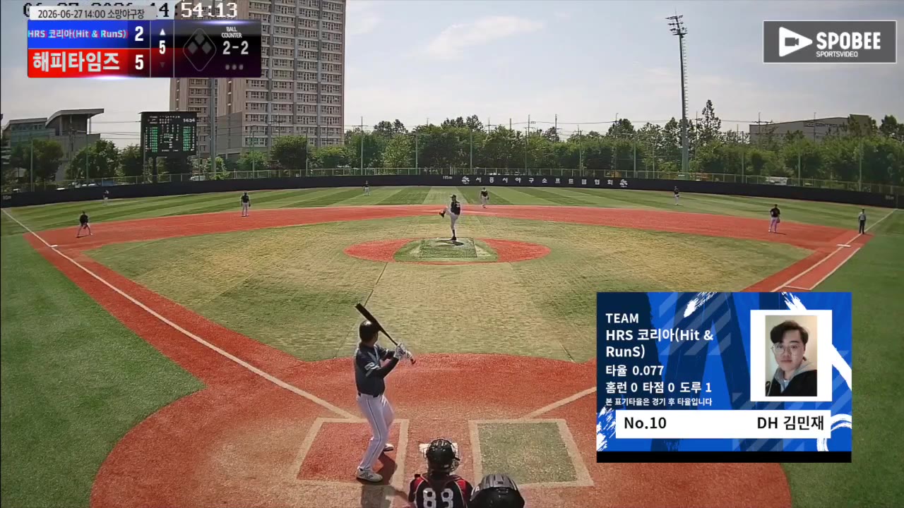 김민재(10번, HRS 코리아(Hit & RunS)) 실책 클립 | vs 해피타임즈 | 6/27 (소망야구장)