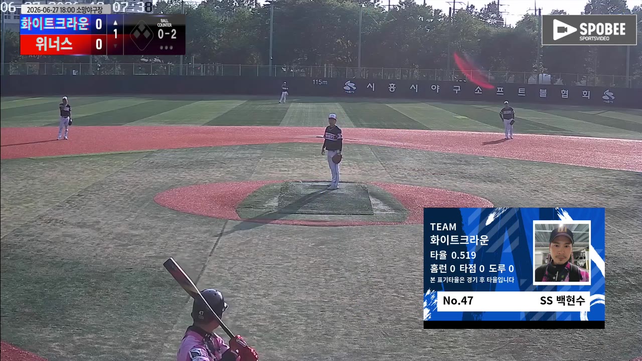 백현수(47번, 화이트크라운) 볼넷 클립 | vs 위너스 | 6/27 (소망야구장)