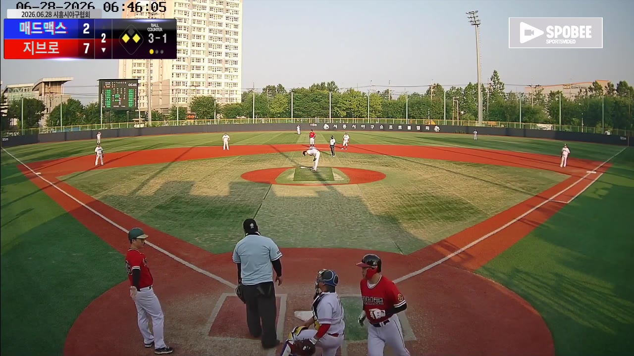 김의성(26번, 지브로) 볼넷 클립 | vs 매드맥스 | 6/28 (소망야구장)
