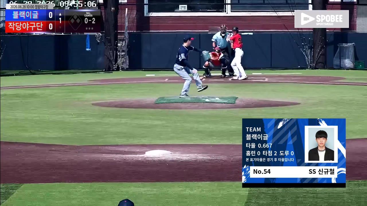 신규철(54번, 블랙이글) 볼넷 클립 | vs 작당야구단 | 6/28 (정왕야구장)
