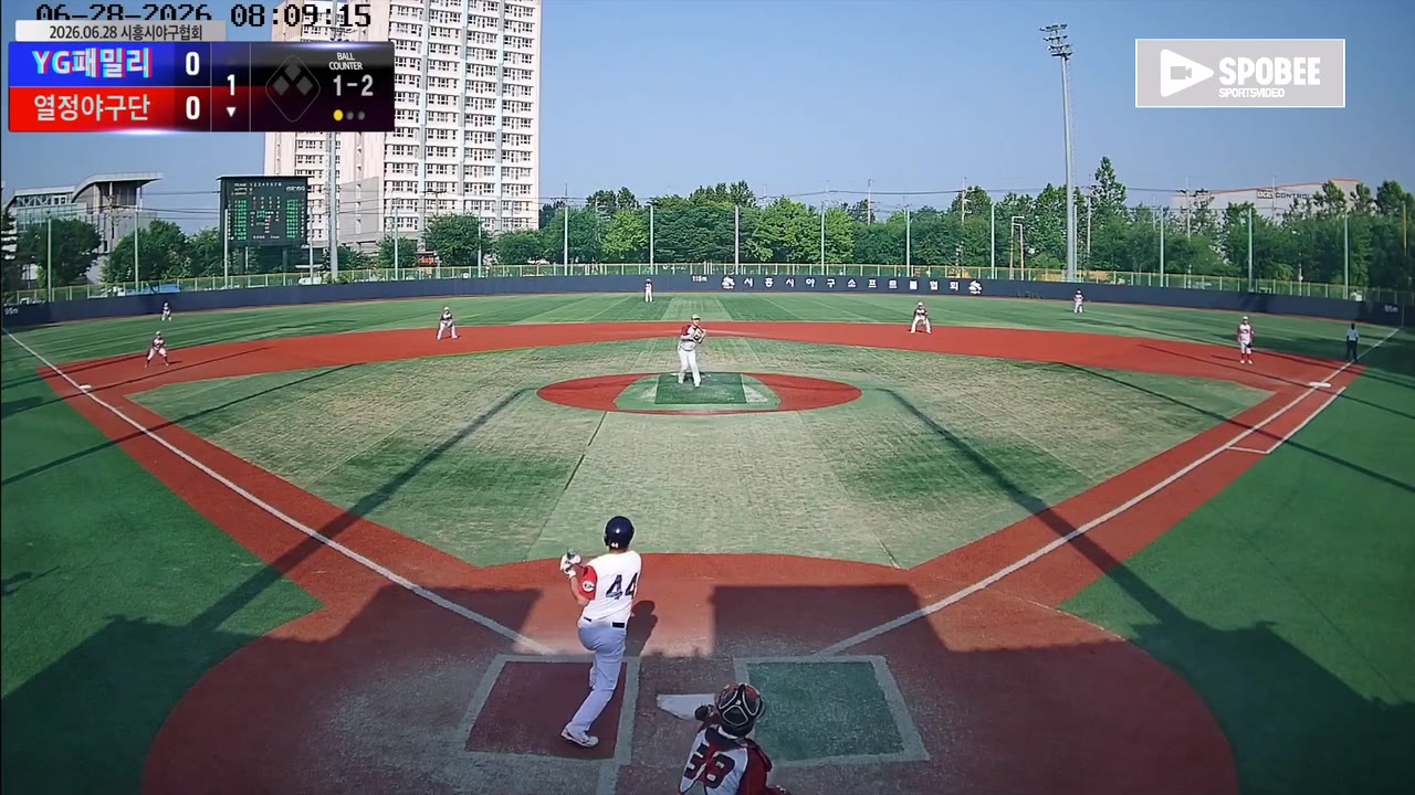 정기권(44번, 열정야구단) 1루타 클립 | vs YG패밀리 | 6/28 (소망야구장)