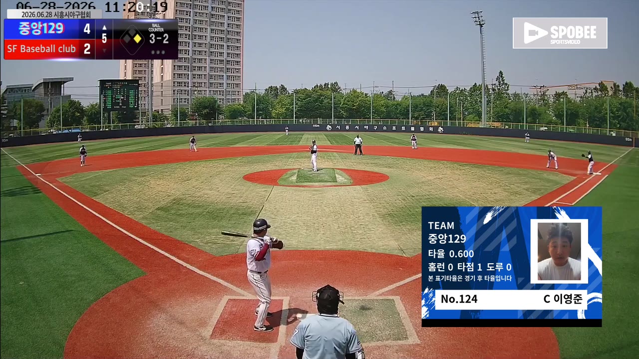 이영준(124번, 중앙129) 사구 클립 | vs SF Baseball club | 6/28 (소망야구장)