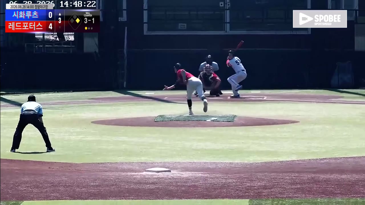 김창희(52번, 시화루츠) 볼넷 클립 | vs 레드포터스 | 6/28 (정왕야구장)
