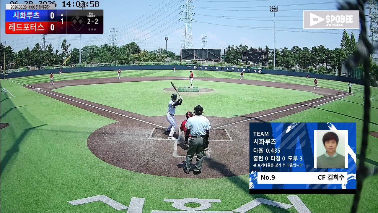 김희수(9번, 시화루츠) 삼진 클립 | vs 레드포터스 | 6/28 (정왕야구장)