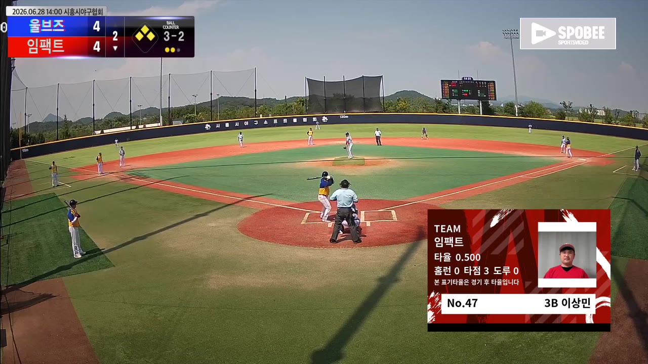 이상민(47번, 임팩트) 볼넷 클립 | vs 울브즈 | 6/28 (에코피아야구장)