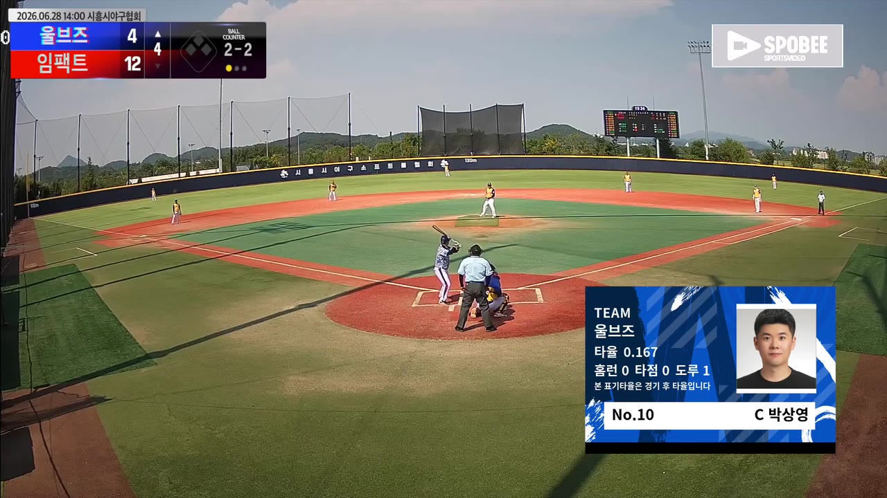 박상영(10번, 울브즈) 2루타 클립 | vs 임팩트 | 6/28 (에코피아야구장)