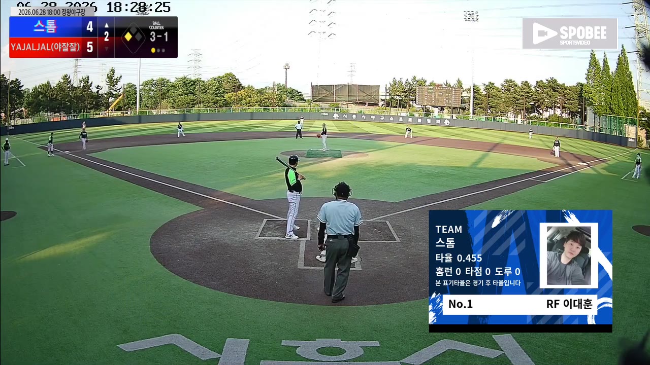 이대훈(1번, 스톰) 2루타 클립 | vs YAJALJAL(야잘잘) | 6/28 (정왕야구장)