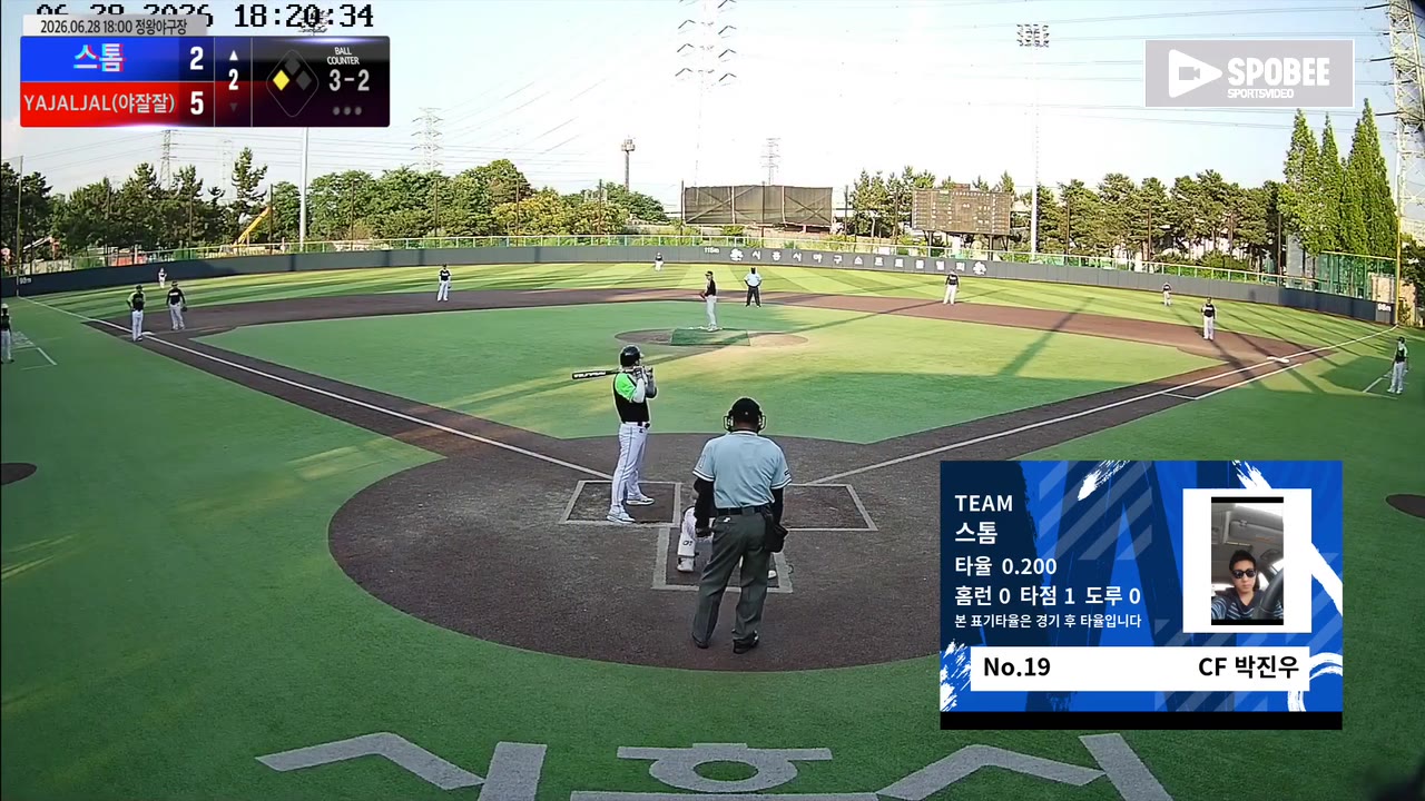 박진우(19번, 스톰) 볼넷 클립 | vs YAJALJAL(야잘잘) | 6/28 (정왕야구장)