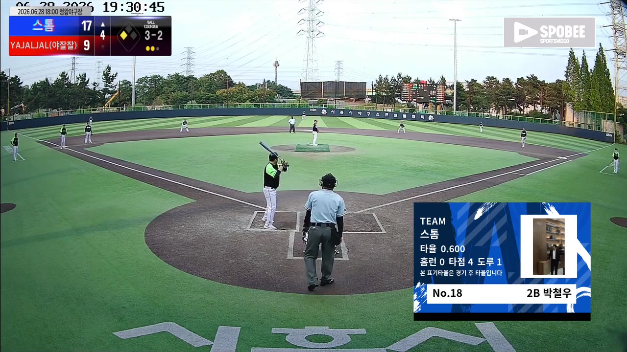박철우(18번, 스톰) 볼넷 클립 | vs YAJALJAL(야잘잘) | 6/28 (정왕야구장)