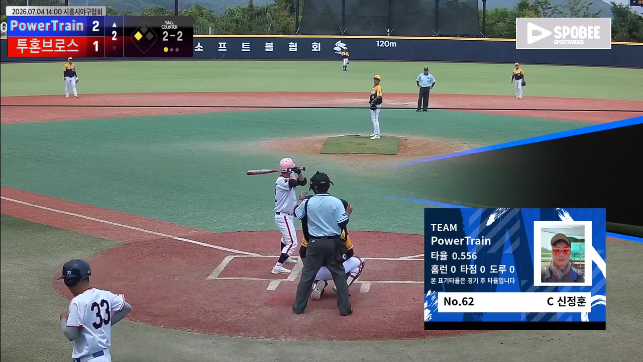 신정훈(62번, PowerTrain) 사구 클립 | vs 투혼브로스 | 7/4 (에코피아야구장)
