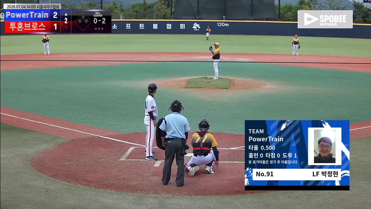 박정현(91번, PowerTrain) 3루타 클립 | vs 투혼브로스 | 7/4 (에코피아야구장)
