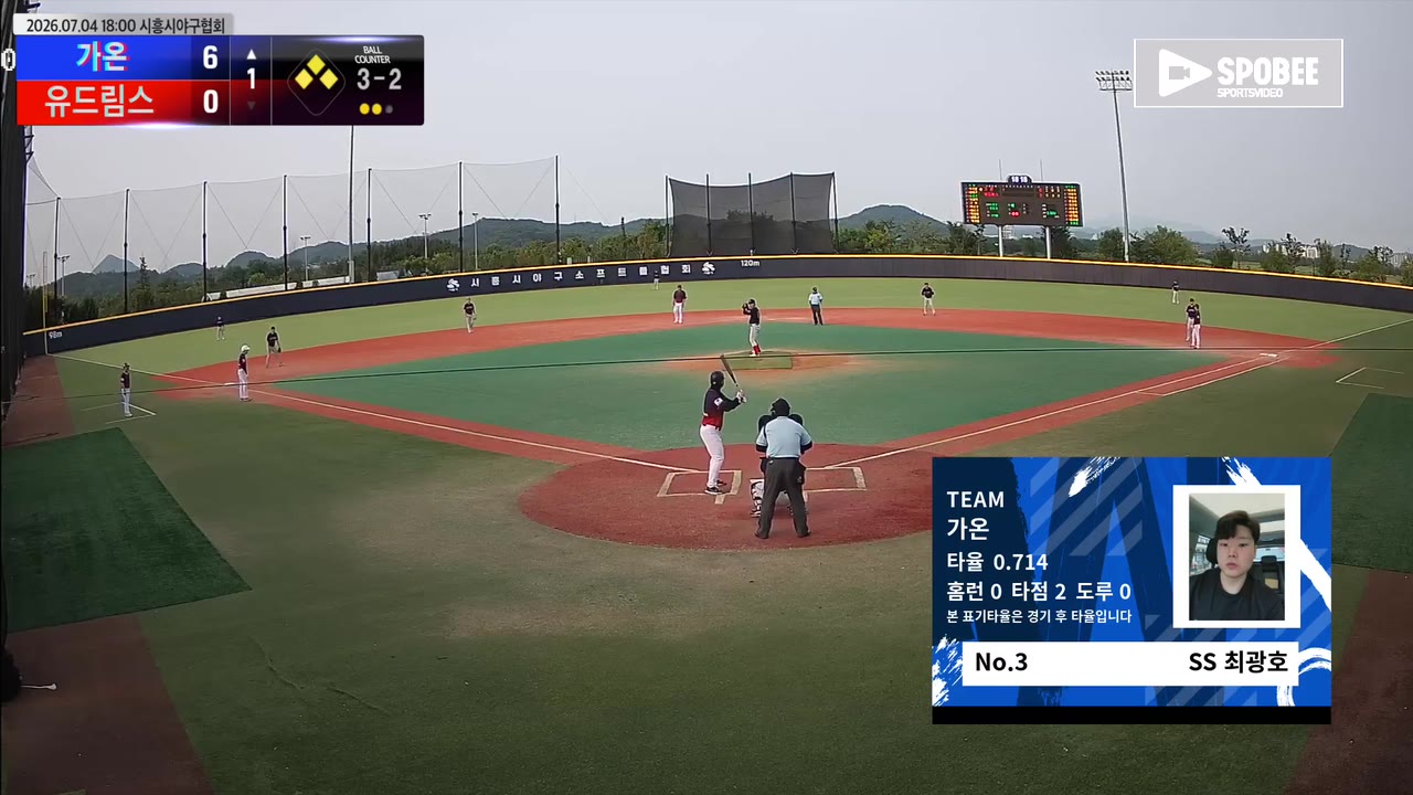 최광호(3번, 가온) 볼넷 클립 | vs 유드림스 | 7/4 (에코피아야구장)
