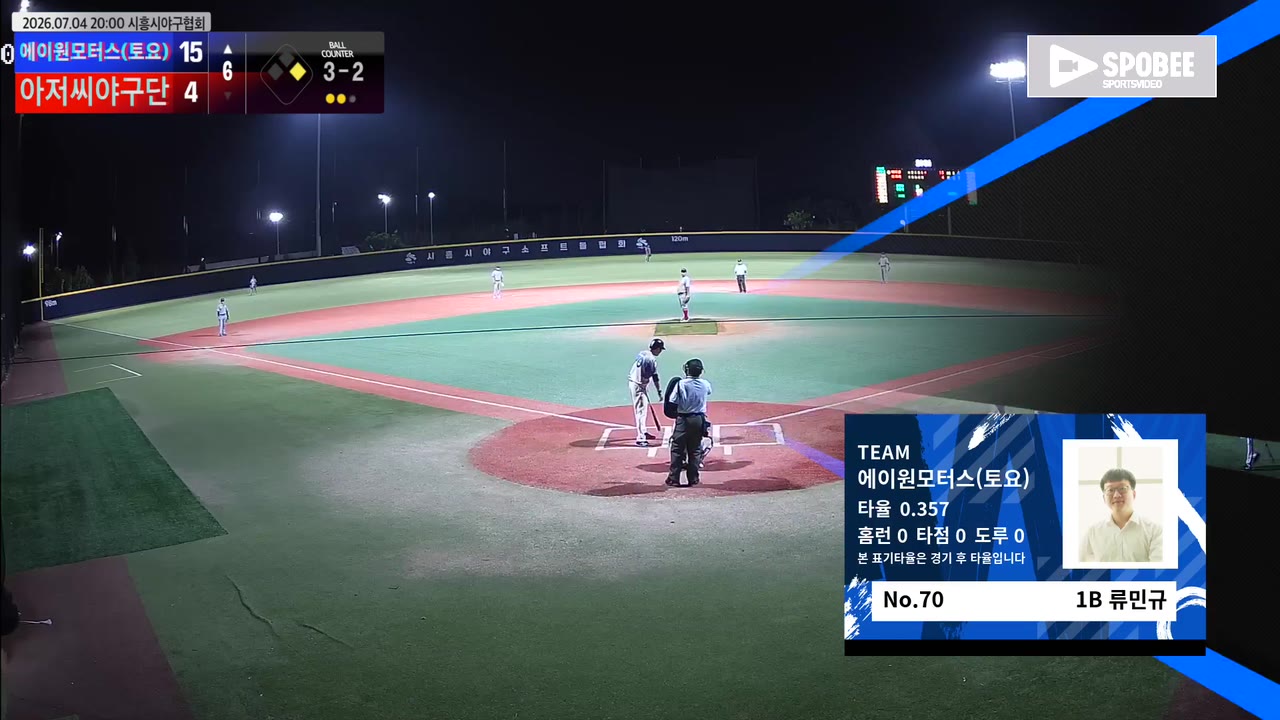 에이원모터스, 1회 5점 선취 후 15-7 승리