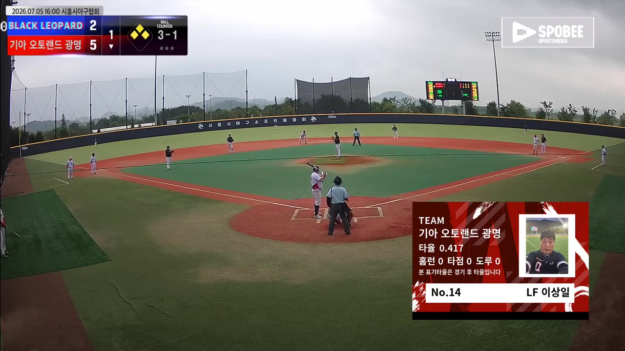 이상일(14번, 기아 오토랜드 광명) 사구 클립 | vs BLACK LEOPARD | 7/5 (에코피아야구장)