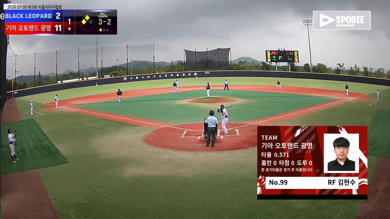 김현수(99번, 기아 오토랜드 광명) 1루타 클립 | vs BLACK LEOPARD | 7/5 (에코피아야구장)